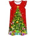 thumbnail image 5 of Weebloom Girls Christmas Pajamas Xmas Print Nightgown Flutter Sleeve Dress Soft Kids Holiday Pajama Party Cute Comfortable Bedtime Outfit Pj'S Girls Pajama Set Red 9-10 Years, 5 of 5