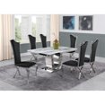 thumbnail image 2 of White Marble 7 piece Dining Set with Silver Stainless Steel Base, 2 of 4