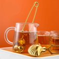 thumbnail image 5 of 5 uds bolas a presión para té, concha, corazón, estrella, piña, filtros de té en forma de tetera, colador de té de acero inoxidable con mango largo (dorado), 5 of 5