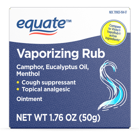 (4 pack) Equate Vaporizing Rub Topical Analgesic & Cough Suppressant Ointment, 1.76 oz, Compare to Vicks® VapoRub® Active Ingredients