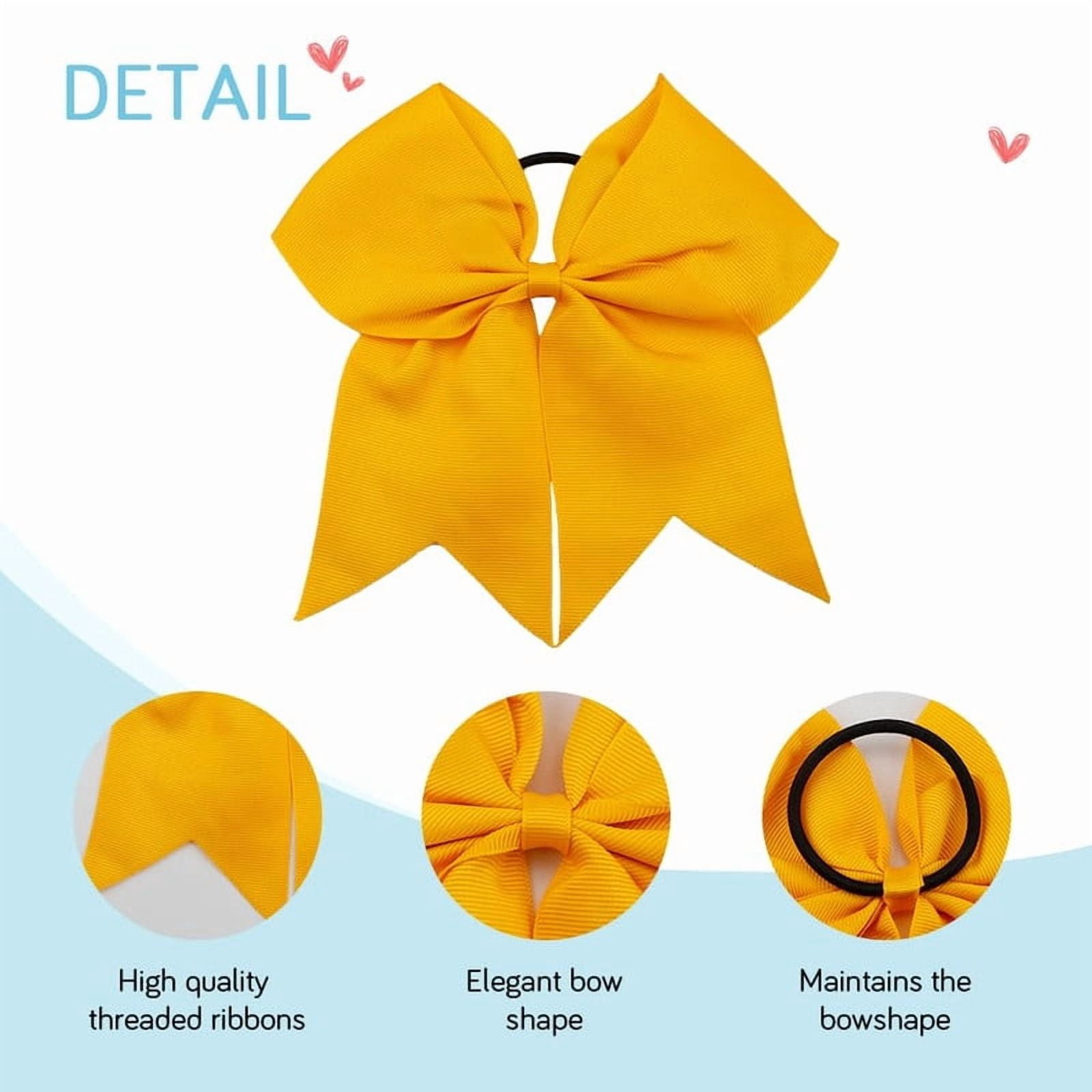 Vorkoi 2PCS Large Cheer Bows for Cheerleaders Hair Bows for Girls Softball Hair Bows Teen Girls College Sports Elastic Ponytail Holder School Cheerleading Hair Accessories 8 Inch Bows for Girls