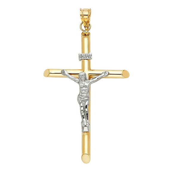 14k Two-Color Gold Crucifix Cross Holy Christian Faith Christ CrucifixPendant Jewelry Female Unisex