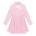 thumbnail image 6 of iiniim Kids Girls Mesh Shiny Rhinestones Keyhole Back Figure Ice Skating Roller Skating Dress Size 4-16 Pink 6, 6 of 7