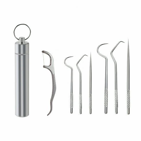 ACDANC 304 Metal Tooth Picking Tool Stainless Steel Toothpick Portable Oral Tooth Cleaning Tool Set