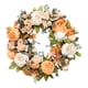 thumbnail image 1 of Corona de peonías artificiales para puerta de entrada, interior y exterior, arreglo floral resistente. Champán, 1 of 9