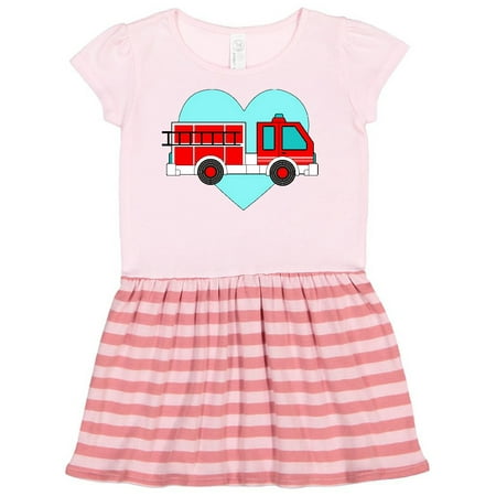 

Inktastic Valentine Fire Truck with Blue Heart Gift Toddler Girl Dress