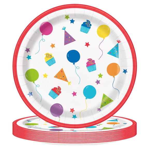 10 Count 7IN Colorful Party Multicolor Disposable Dessert Plates by Way to Celebrate