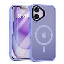 3-in-1 Entronix Bundle for iPhone 16, Magnetic Sturdy Matte Case 2 Screen Protector, Purple