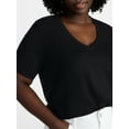 thumbnail image 5 of Terra & Sky Women's Plus Size V-Neck Tee with Short Sleeves, Size 0X-5X, 5 of 5