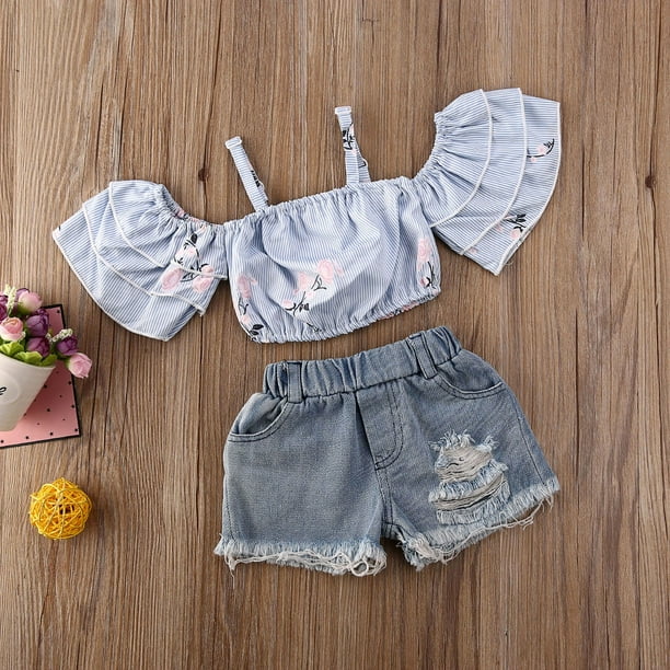 SUNSIOM Vetements d Ete pour Bebe Fille Short en Jean Walmart
