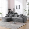 thumbnail image 3 of BISHE 99" Oversized L-Shaped Sectional Sofa with Chaise, 3 Seater Boucle Cloud Couch, Modular Sleeper Sofa for Living Room, Plush Deep Seat Sponge Couch, Left-Hand Facing, Grey, 3 of 9