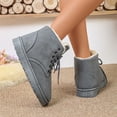 thumbnail image 3 of EKVAHL Women's Lace‑Up Winter Ankle Booties, Faux Fur Lined Faux Suede Boots, Warm Platform Walking Boots For Cold Weather Outdoor Wear Gray, 3 of 5