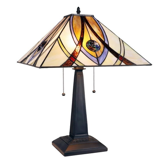 CHLOE Lighting Orson Tiffany-Style 2 Light Mission Table Lamp 16" Shade
