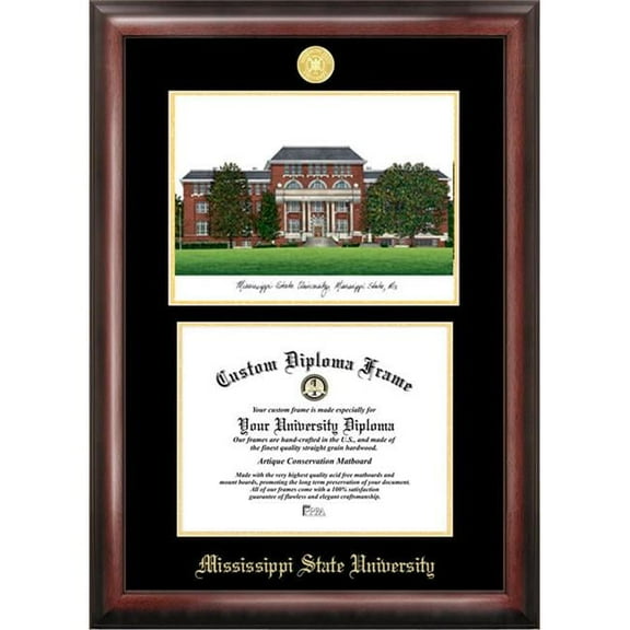 Campus Images MS997LGED Mississippi StateGold embossed diploma frame with Campus Images lithograph