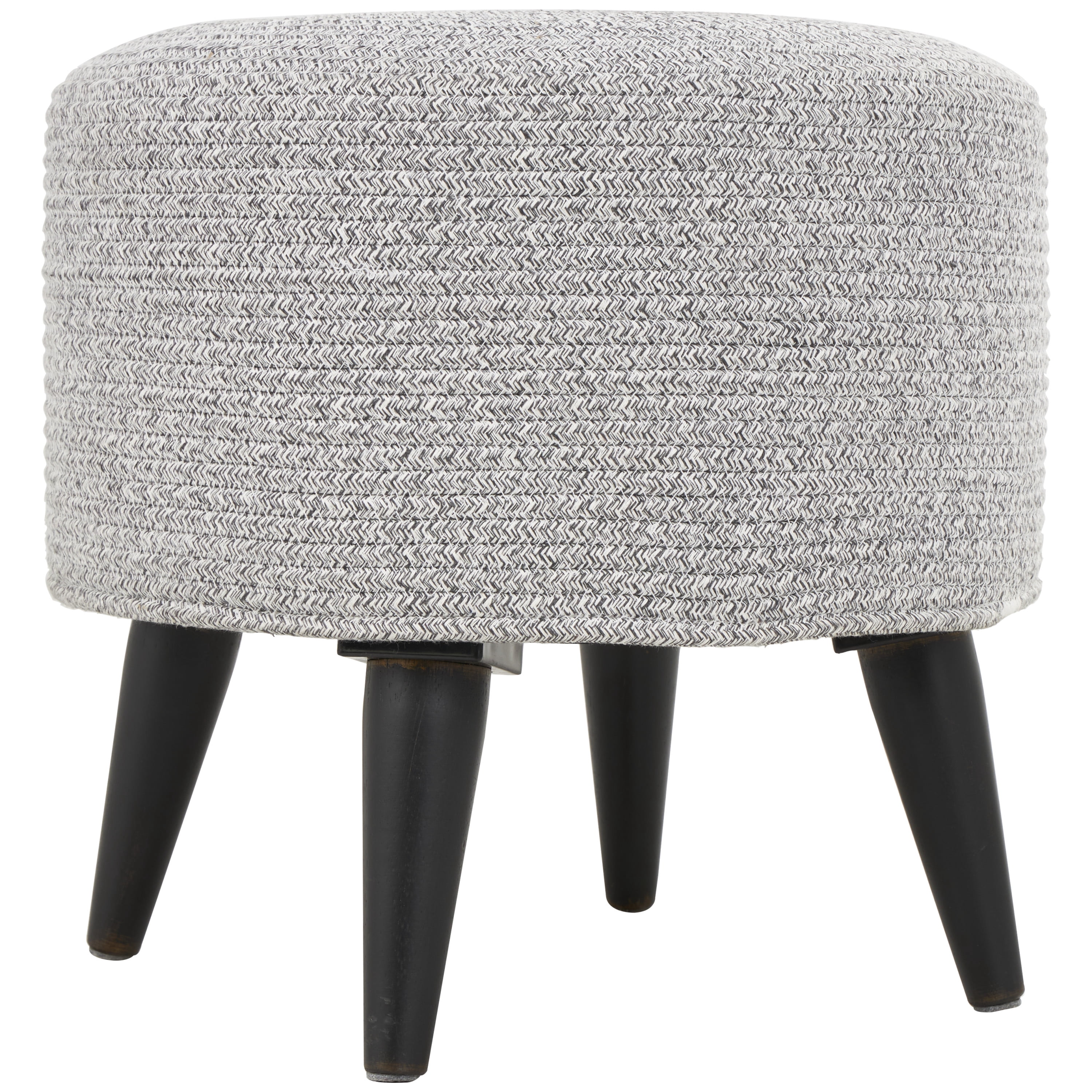 DecMode Polyester Chevron Textured Stool with Black Wooden Legs, Light Gray