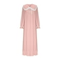 thumbnail image 5 of Aboser Women's Plus Size Victorian Nightgown Cozy Long Sleeve Princess Sleepdress Cute Babydoll Collar Loungewear Loose Full Length Nightshirts, 5 of 9