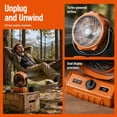 thumbnail image 6 of Dazone Rechargeable Patio Fan for Camping Tent, High-Velocity Battery Powered Beach Tent Fan with 100 Speeds, Quiet Portable Fan for Travel, Pets, Outdoor Essentials (Orange), 6 of 12