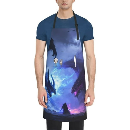 

Coaee Red And Blue Fire Dragon for Waterproof Apron for Unisex Adult with Adjustable Bib Apron