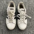 thumbnail image 1 of Ad-id-as White Leather Sneakers Black Stripes Mens Mixed Sizes -LEFT 8.5 - RIGHT 9, 1 of 6