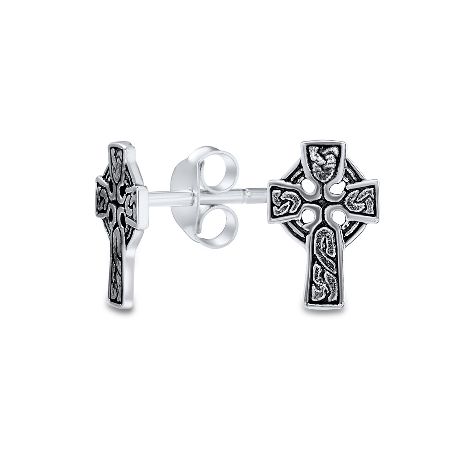 Exquiste Sterling Silver 925 Vintage Cross Celtic Silver Earrings 