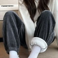 thumbnail image 5 of Lovskoo Fleece Lined Pants Women Plush and Thickened Solid Color Loose Casual Straight Leg Large Size Long Pants Gray, 5 of 6