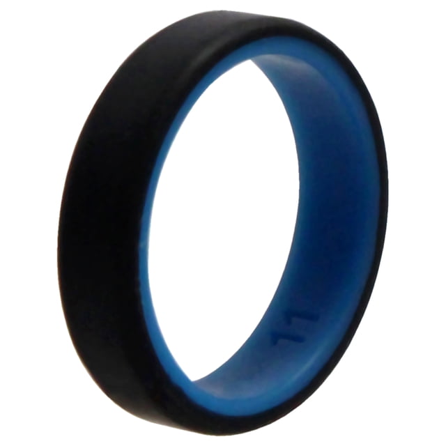 Anillo de boda de silicona de 2 capas con cepillo de 6 mm - Azul-negro de ROQ para hombres - Anillo de 11 mm