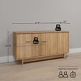 thumbnail image 4 of Prepac Natural Oak Finnley Sideboard Cabinet Buffet Cabinet with Storage Accent Cabinet for Living Room, Kitchen, Entryway Cabinet with Adjustable Shelves Push Latch System 16"D x 61.5"W x 30.75"H, 4 of 13