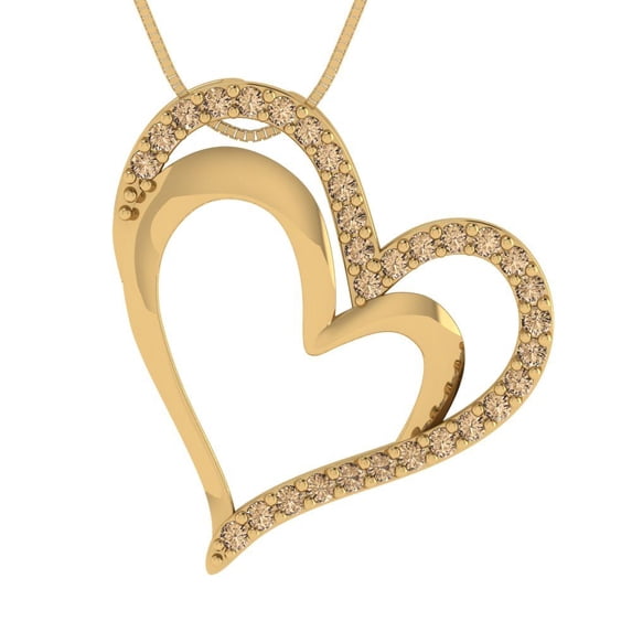 0.33 ct Brilliant Round Cut Synthetic Yellow Moissanite 14k Yellow Gold Pendant with 18" Chain