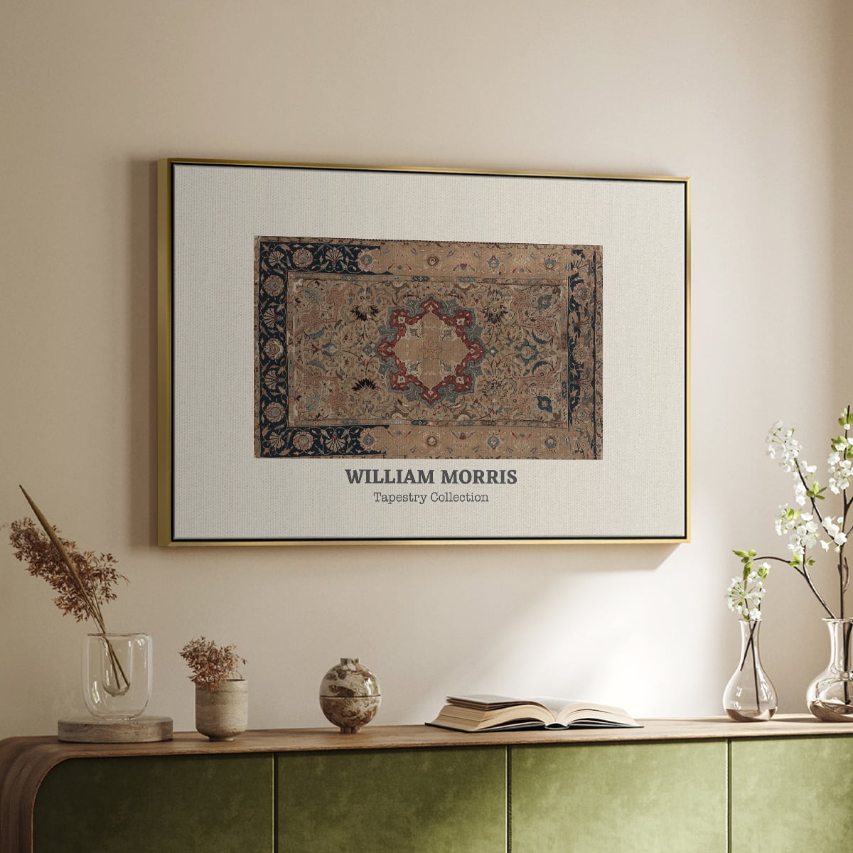 Vintage Abstract Print-XLVIII Framed in Gold Wood Gallery Wrapped Canvas 27 in. x 41 in.