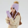 thumbnail image 6 of Kid Winter Hat with Ear Flaps Scarf Glove Set, Warm Lined Hat Gloves Knit Neck Warmer Set for 4-10 Years Girls Boys, 6 of 6