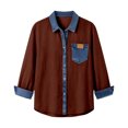 thumbnail image 4 of Womens Shirts Lapel Color Block Long Sleeve Button Down Blouse Stylish Dressy Casual Summer Shirts, 4 of 4