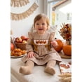 thumbnail image 2 of Toddler Baby Girls Thanksgiving Outfit Turkey Bow Ruffle Smocked Dress Long Sleeve Plaid A-line Dress Fall Clothes 6M-5T, 2 of 9