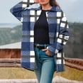 thumbnail image 6 of ZUKMRJPC Women's Mid Long Fleece Overcoat Oversized Lapel Button Down Long Plaid Jacket Casual Warm Winter Coats with Pockets, 6 of 7