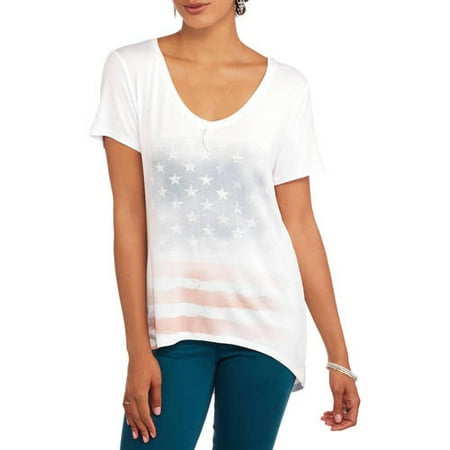 Project Karma Women's Americana Hi-Low Graphic T-Shirt