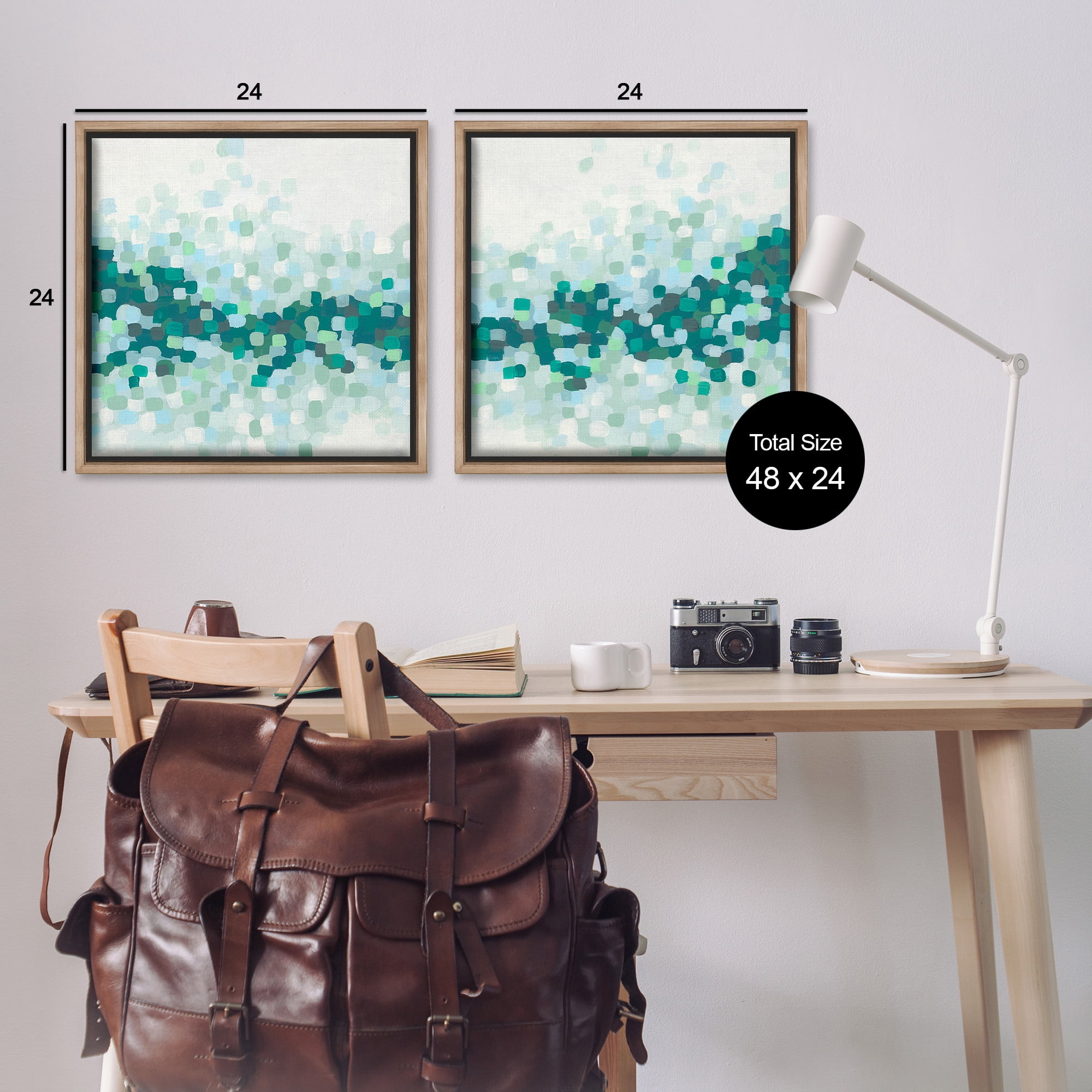 Stupell Industries Abstract Speckled Horizon Abstract Painting Brown Floater Framed Canvas Art Print Wall Art, 25 x 25, Set of 2