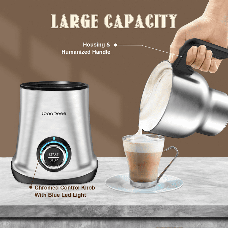 HHWKSJ Electric Automatic Milk Frother and Hot Chocolate Maker Machine Foam  Stainless Steel Dishwasher Safe Detachable Milk Jug