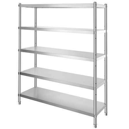 KFFKFF 5-Layer Adjustable Storage Rack, 60x18.5 Inch, Stainless Steel - Ideal for Kitchen, Office, and Garage - Each Layer Holds up to 330lb