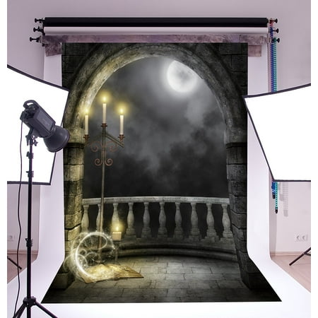 Image of GreenDecor 5x7ft Halloween Horror Nights Moon Fantasy Castle Costume Party Masquerade Series Photo Backdrops Studio Background Studio Props
