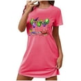 thumbnail image 2 of Camisón corto de carnaval para mujer, con cuello redondo estampado y mangas cortas, vestido de mujer en el pecho., 2 of 5