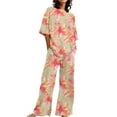 thumbnail image 1 of Summer Outfits For Women 2 Cotton Linen Set Oversized T Shirts Straight Leg Pant Plus Size Tracksuit, 1 of 5