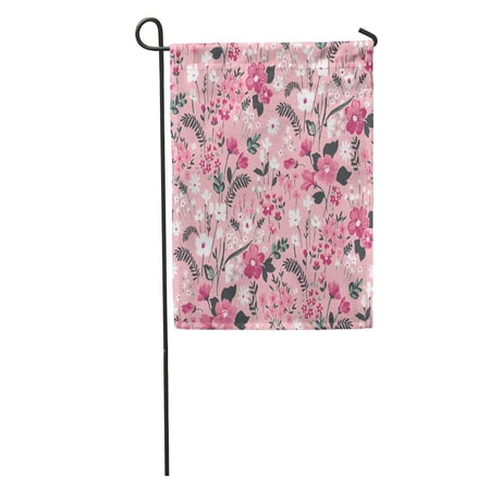 SIDONKU Pink Ditsy Floral Pattern in Garden Rose Abstract Beautiful Beauty Garden Flag Decorative Flag House Banner 12x18 inch