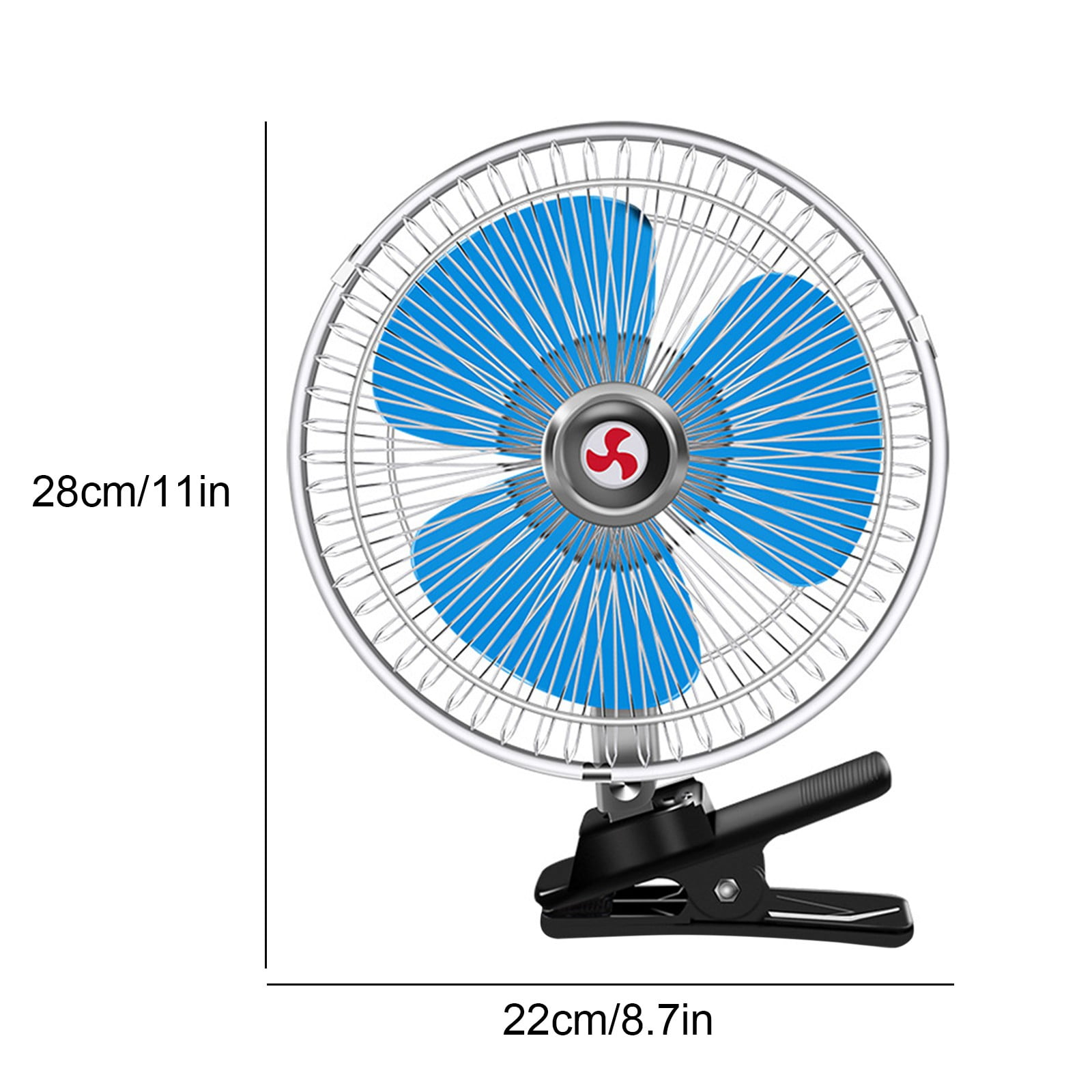 12V Clip-On Car Fan with Strong Wind & Low Noise, Large Angle Adjustable Universal Cooling Fan, Thickened Stable Clip Portable Fan for Car SUV RV Truck Home Camping