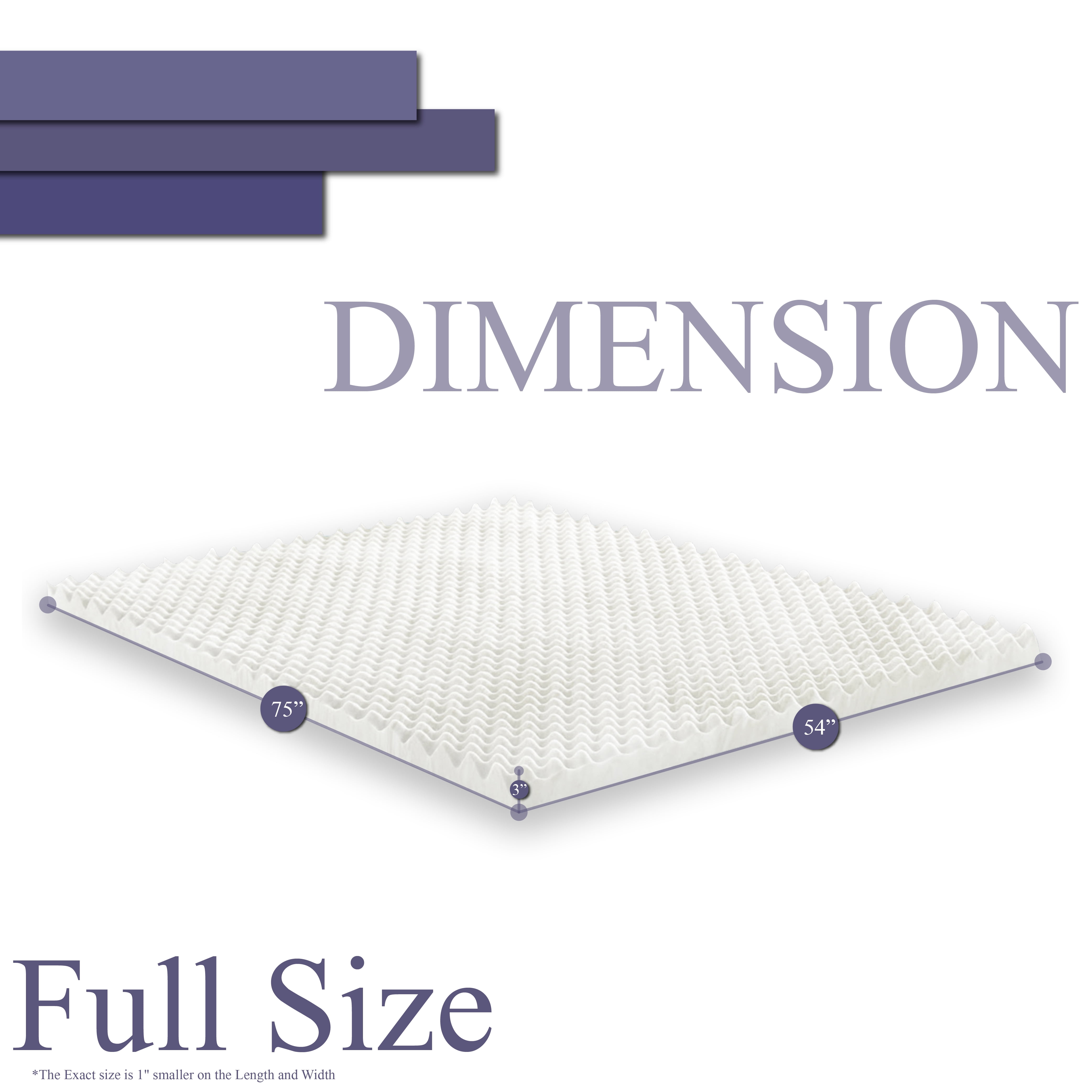 Continental Sleep, 3" Convoluted CertiPUR-US Foam Mattress Topper, Full