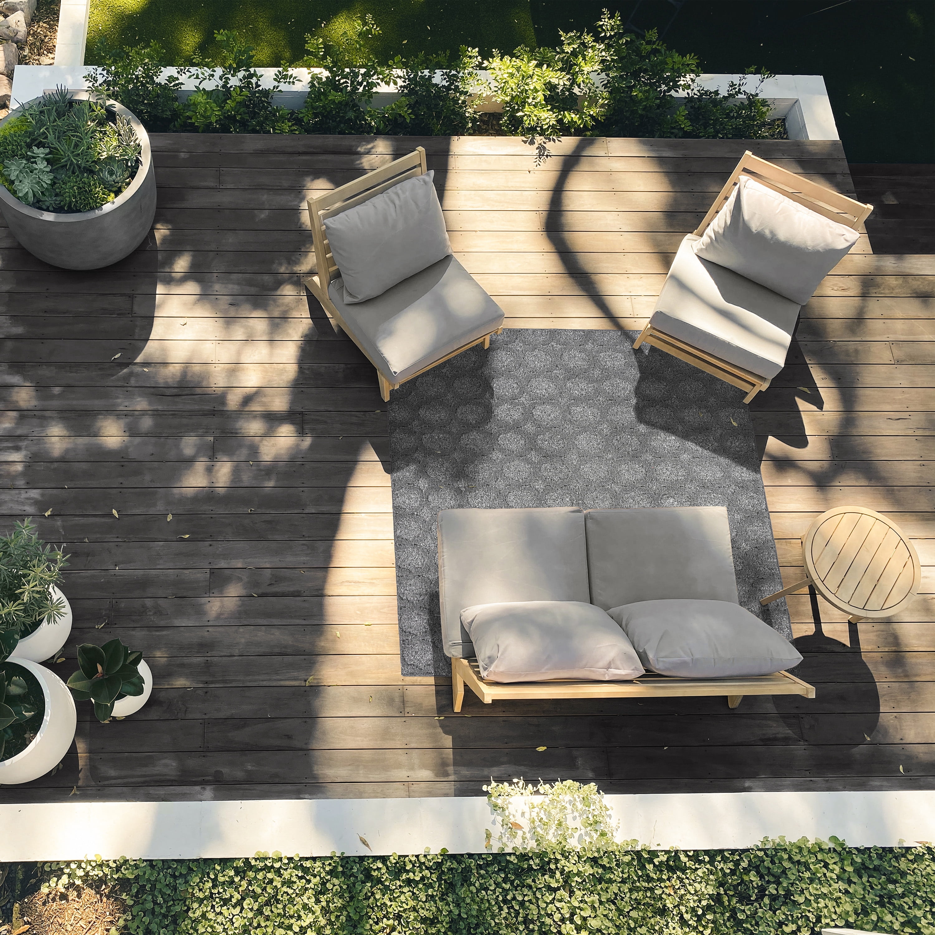 Garland Rug Garden Trellis Polypropylene Heather Gray Square Indoor/Outdoor Area Rug, 6' x 6'