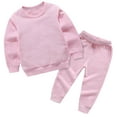 thumbnail image 2 of Baby Girls Boys Fall 2 Pieces Outfits Set Round Neck Long Sleeve Jumper Top Drawstring Sweatpants Set Toddler 2pcs Fall Tracksuit Pink 3-4 Years, 2 of 4
