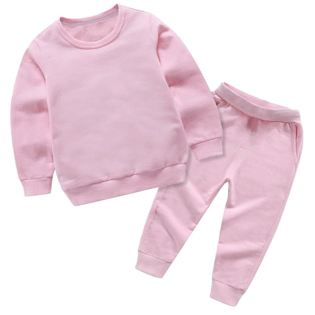 MeetoTime Ensemble 2 Pcs Filles Garçons Basique Pull et Pantalon de Jogging Coton pour Tout-Petits Enfants