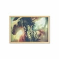 thumbnail image 1 of Tattoo Wall Art with Frame, Brave Warrior Chief of Tribe with Noble White Horse Photo Print, Printed Fabric Poster for Bathroom Living Room, 35" x 23", Black and White, by Ambesonne, 1 of 2
