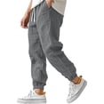 thumbnail image 3 of Mens Linen Pants Casual Summer Elastic Waist Baggy Joggers Lightweight Drawstring Beach Lounge Pants with Pockets, L, 3 of 7