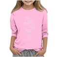 thumbnail image 2 of Blusas y camisas de cuello redondo y manga larga para niños, blusas/camisas de poliéster con estampado de corazones, mangas 3/4 y cuello redondo, elegantes e informales., 2 of 5