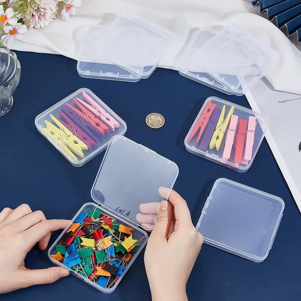 20Pcs Plastic Beads Storage Containers Square Clear Jewelry Organizer Box with Flip-up Lids DIY